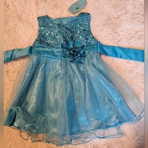 NWT baby girl blue sequins dress 12M